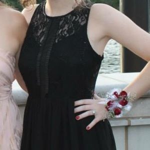 Beautiful black cocktail dress, lace back